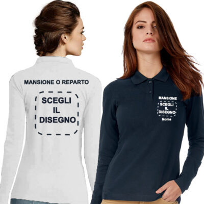 Polo da donna sanitaria manica lunga - Personalizzata con stampa