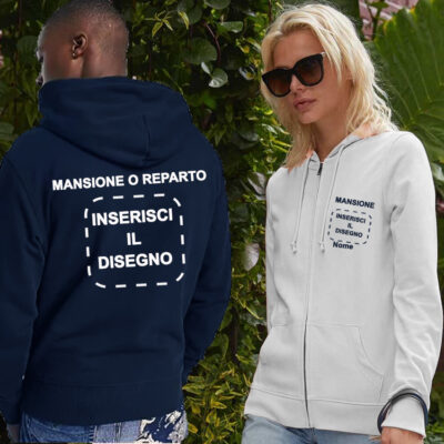 Felpa unisex Zip e Cappuccio con Ricamo
