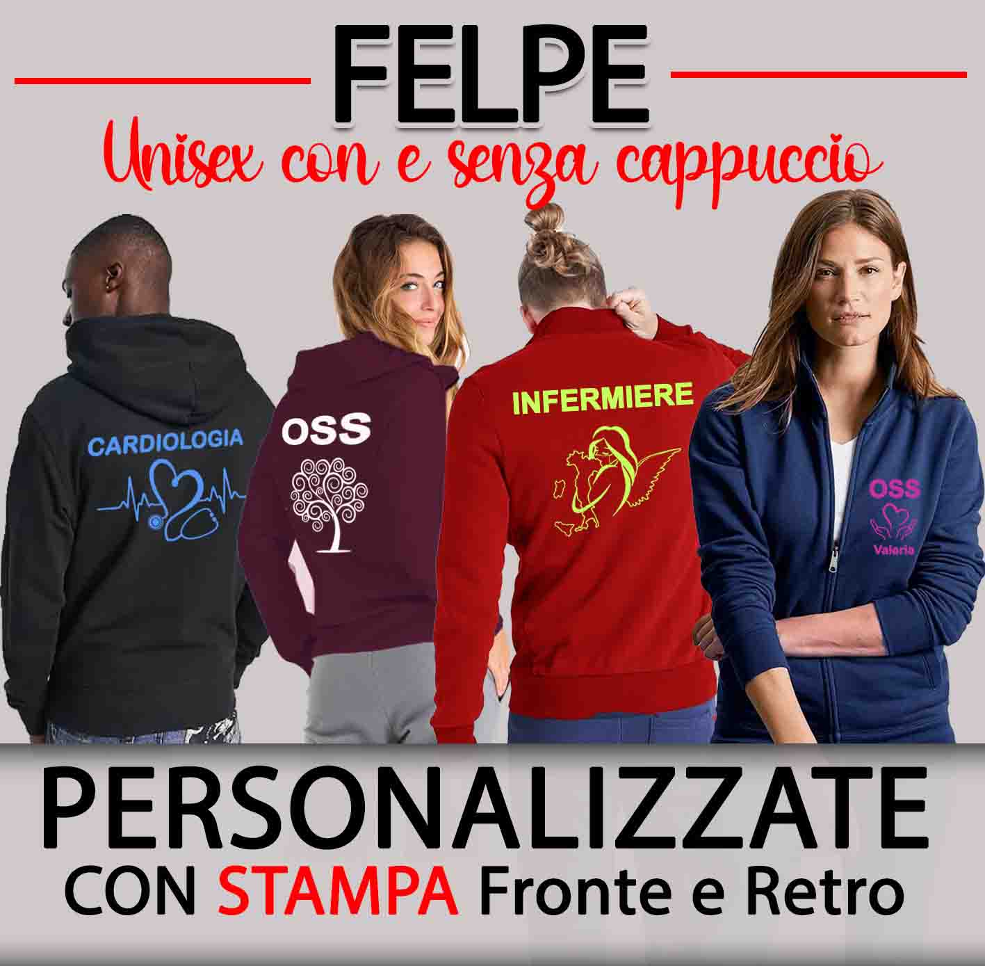 Felpa sanitaria invernale unisex stampata