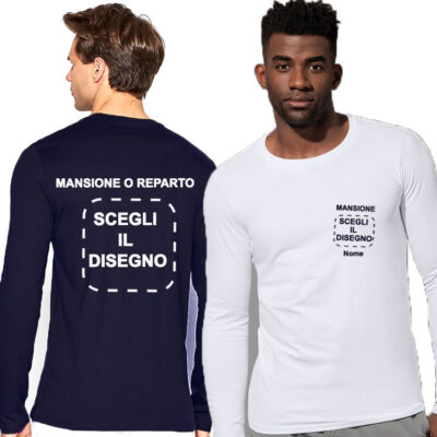 T-shirt uomo manica lunga Personalizzata con stampa fronte / retro