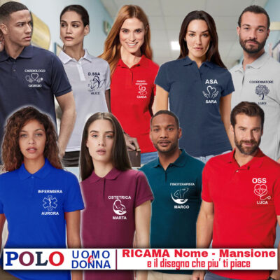 Polo sanitaria donna o uomo con RICAMO