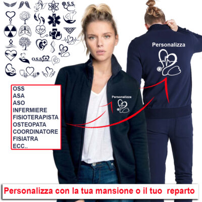 Personalizza le felpe sanitarie con il logo della tua struttura e il nome del dipendente. Prodotto di qualità e resistente per un'immagine riconoscibile e affidabile.